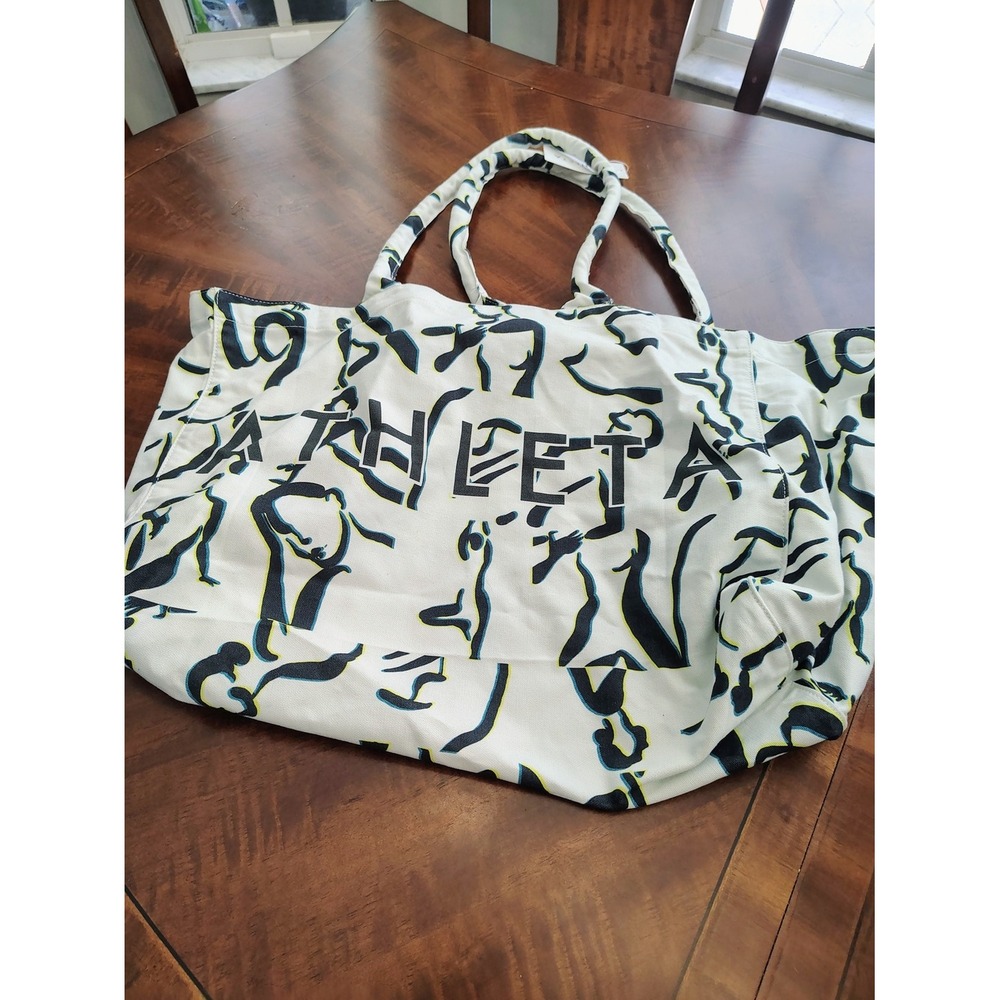 Athleta Power of She Canvas Tote Bag White Black Graphic Print NWT 5915-0001